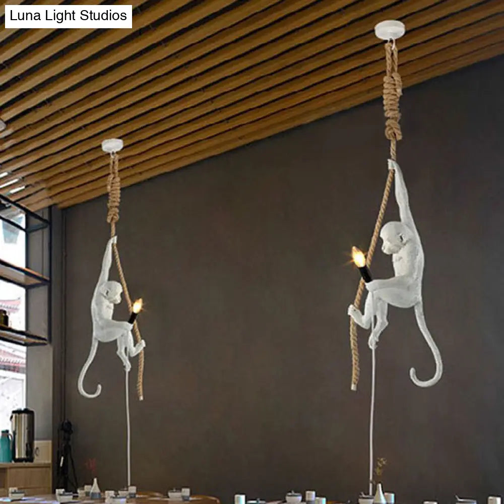 Art Deco Monkey Hanging Lamp - Resin Pendant For Kids Bedroom Lighting