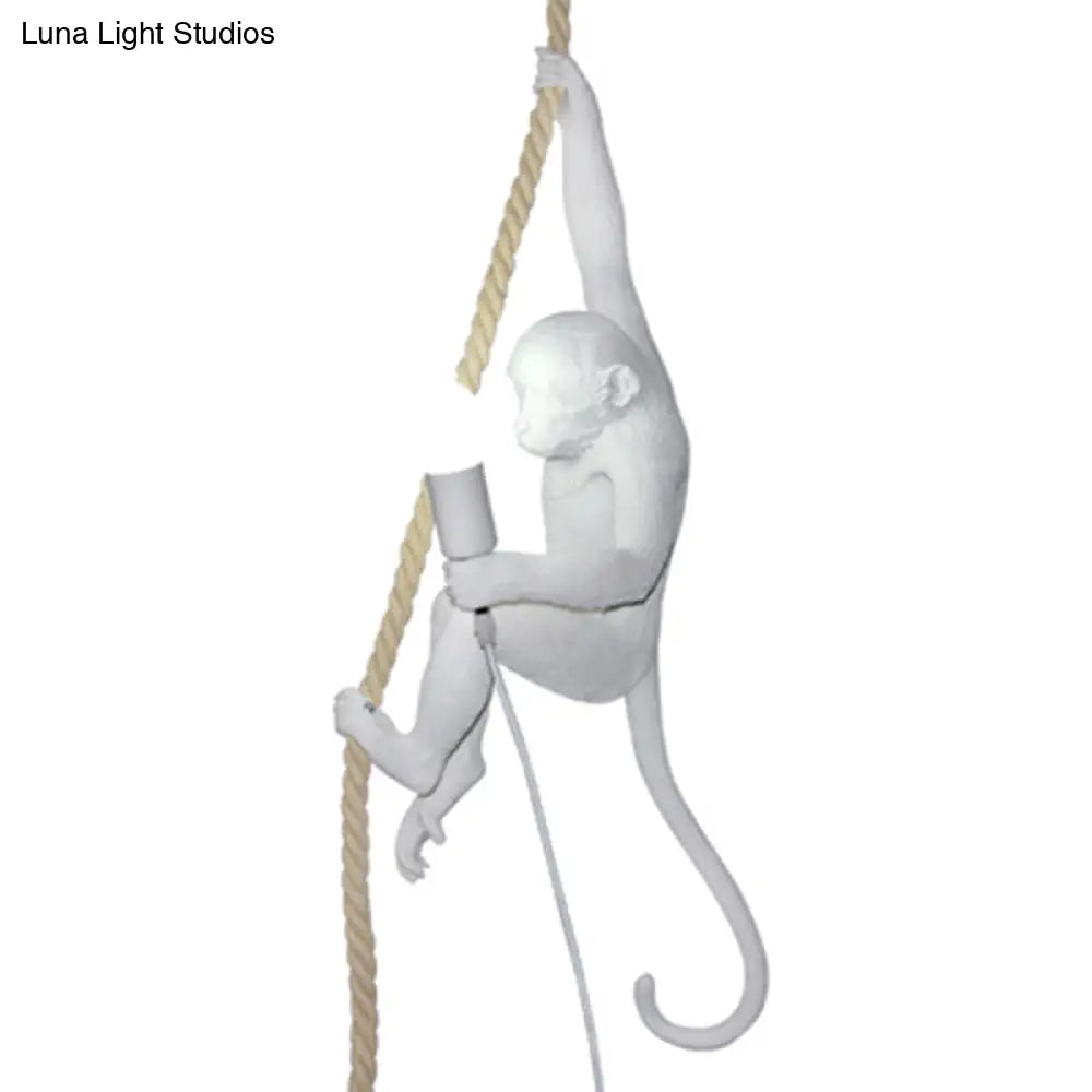 Art Deco Monkey Hanging Lamp - Resin Pendant For Kids Bedroom Lighting