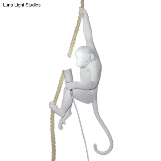 Art Deco Monkey Hanging Lamp - Kids Bedroom Pendant With 1 Light And Down Lighting