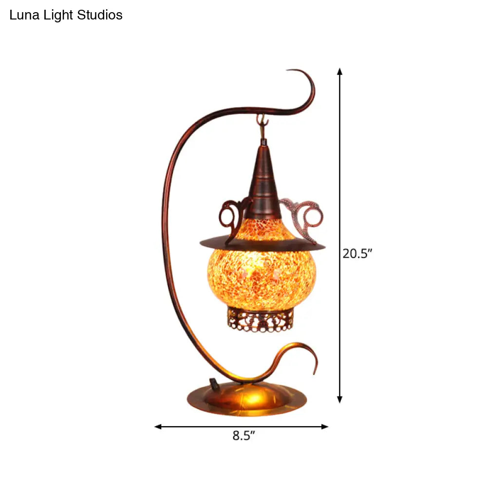 Art Deco Orange Glass Stove Shaped Night Light With Curly Arm