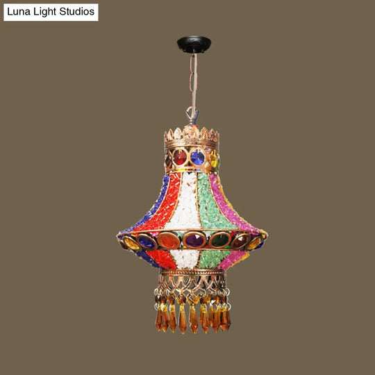 Art Deco Pendant Light For Restaurant With White/Red Metal Cone/Teardrop