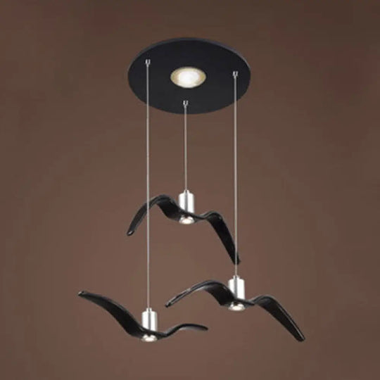 Art Deco Seagull Pendant Light For Children’s Room 3 / Black White