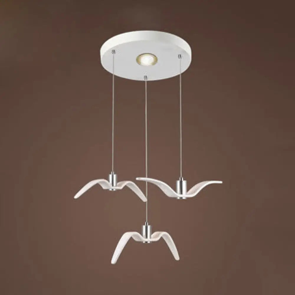 Art Deco Seagull Pendant Light For Children’s Room 3 / White