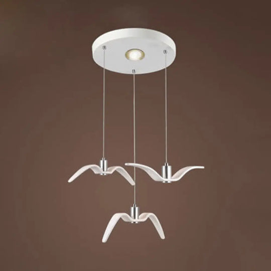 Art Deco Seagull Pendant Light For Children’s Room 3 / White