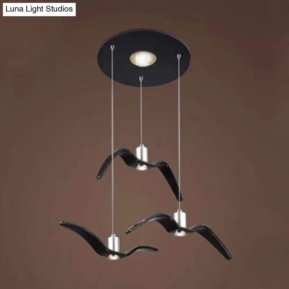 Art Deco Seagull Pendant Light For Childrens Room - Stylish And Playful 3 / Black White