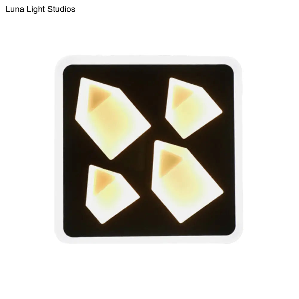 Art Deco Square Black Metal Led Wall Lamp For Study Room