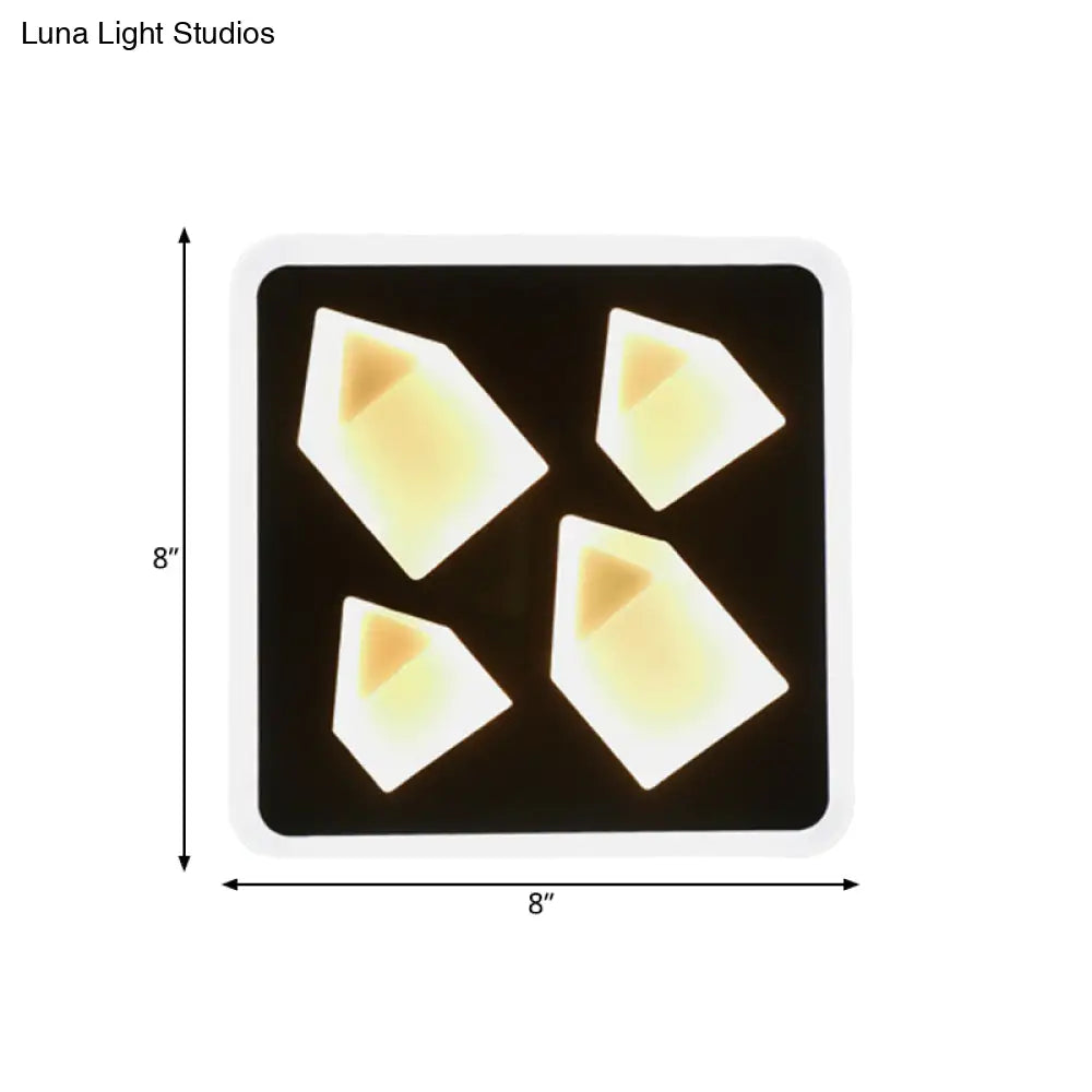 Art Deco Square Black Metal Led Wall Lamp For Study Room