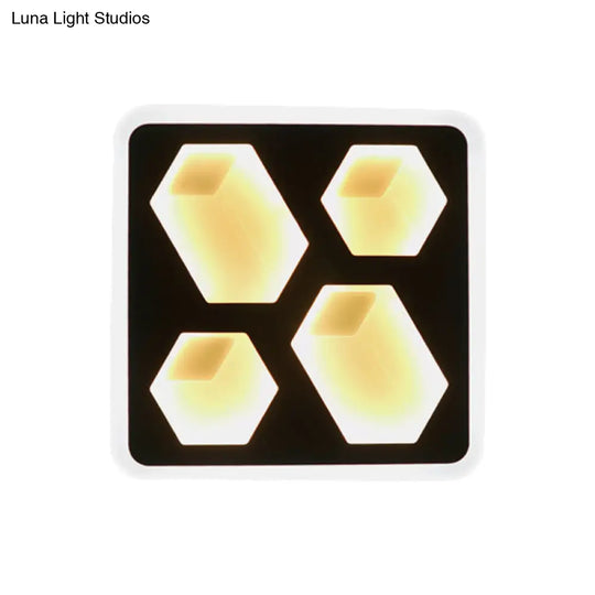 Art Deco Square Black Metal Led Wall Lamp For Study Room