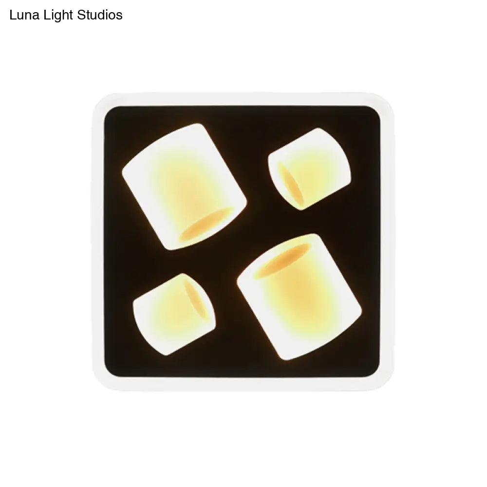 Art Deco Square Black Metal Led Wall Lamp For Study Room