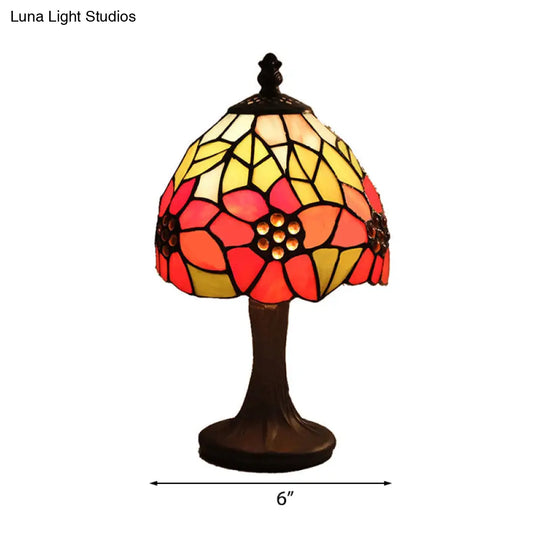 Art Deco Sunflower Stained Glass Table Light With Stand - 1-Light Fixture