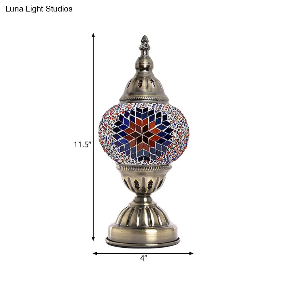 Art Deco Tower Bedroom Table Lamp With Stained Glass And Colorful Lighting