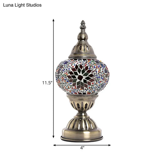 Art Deco Tower Bedroom Table Lamp With Stained Glass And Colorful Lighting