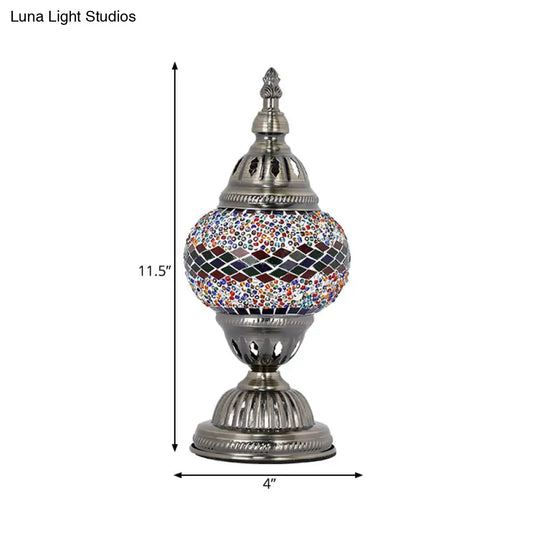 Art Deco Tower Bedroom Table Lamp With Stained Glass And Colorful Lighting