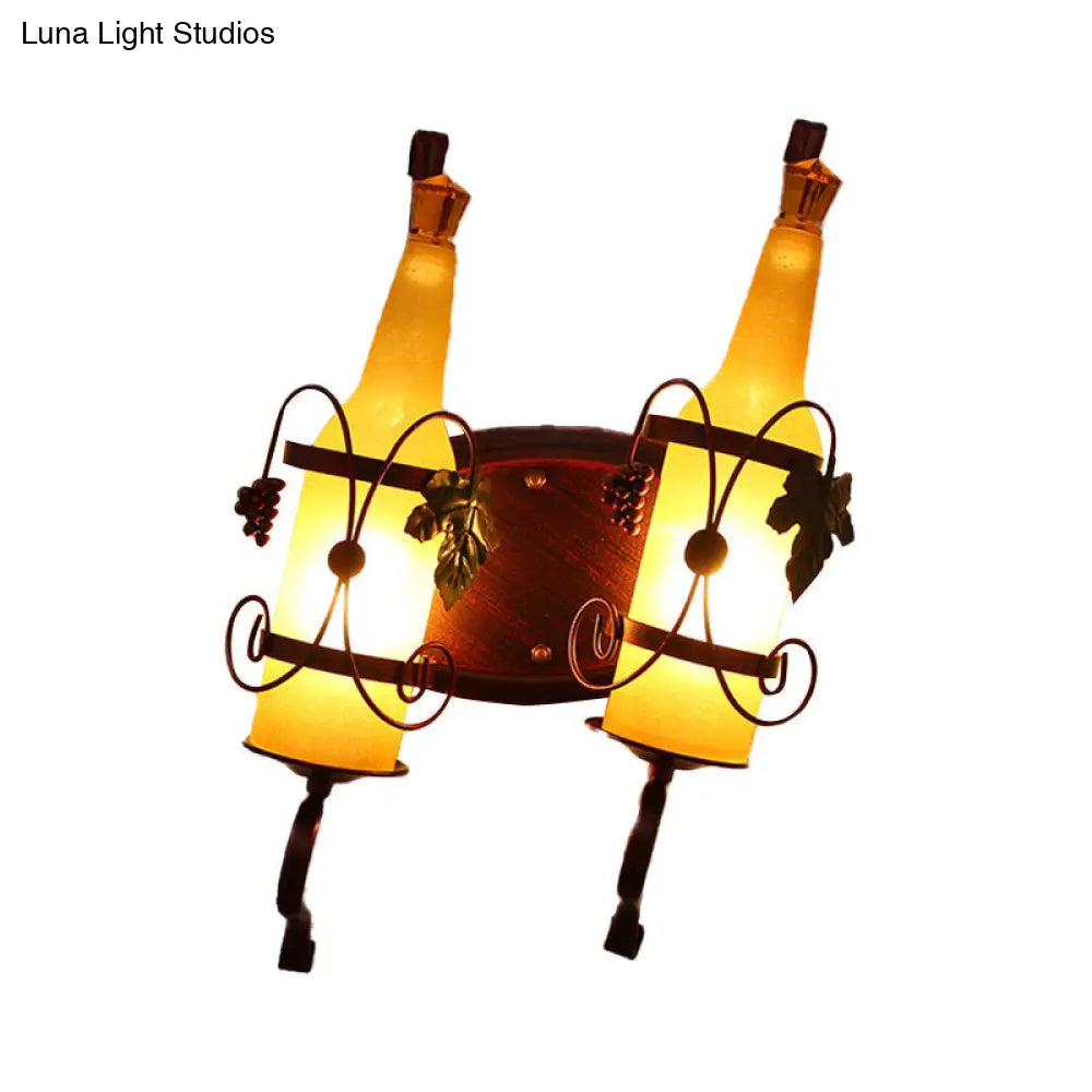 Art Deco Wall Mount Lighting With Wine Rack Backplate - 2 Bulbs Yellow/Green/Red/White Glass Copper