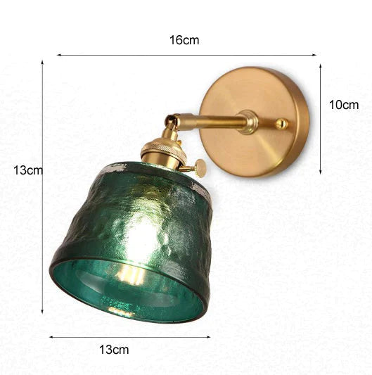 Art Living Room Bedroom Balcony Mirror Bedside Brass Copper Wall Lamp