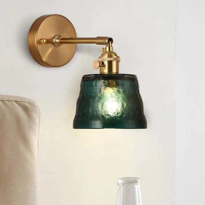 Art Living Room Bedroom Balcony Mirror Bedside Brass Copper Wall Lamp