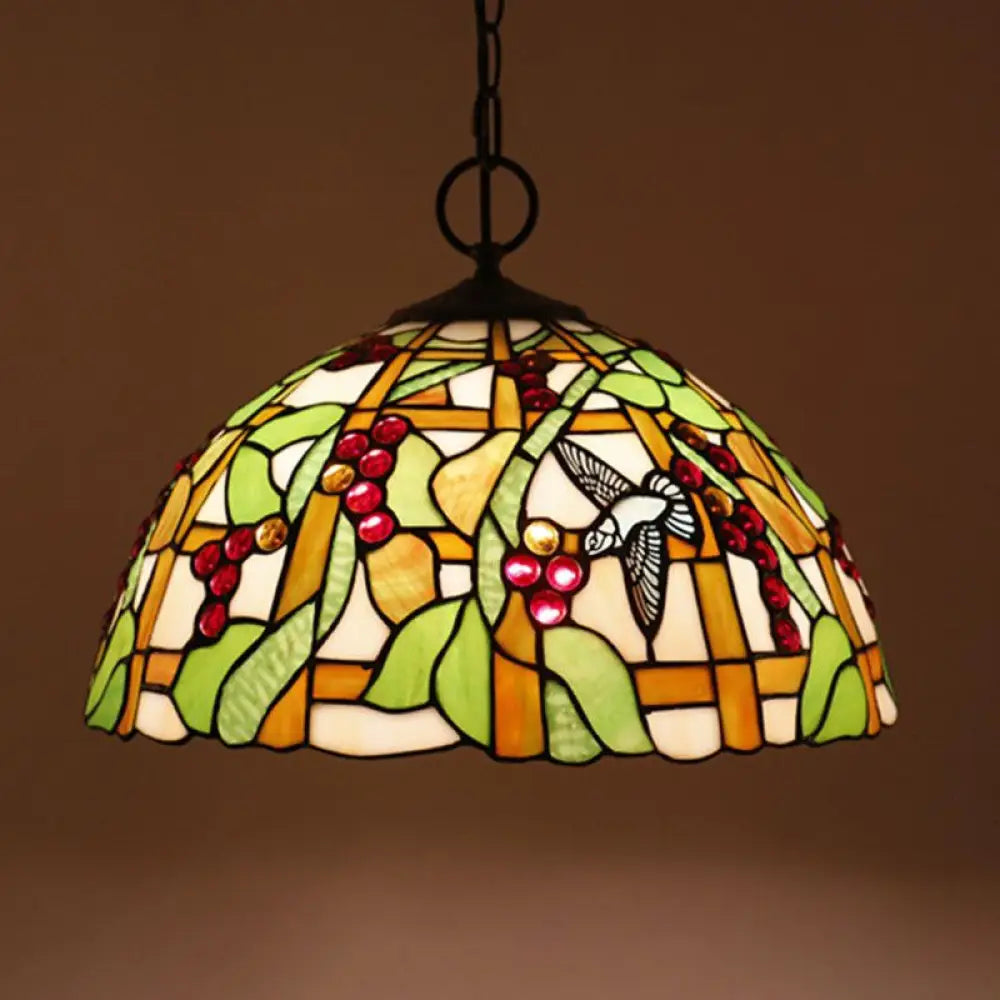 Artisan Glass Black Chandelier Pendant - Hand-Crafted Domed 3-Light Mediterranean Lamp / H