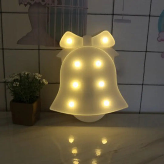 Artistic Cartoon Led Table Lamp For Bedroom - Battery Operated Nightstand Light White /