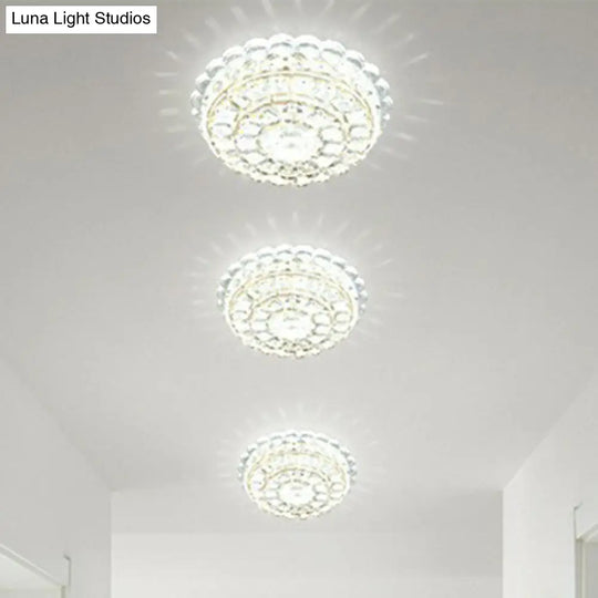 Artistic Crystal Led Flush Ceiling Light For Entryway Clear / 8 White