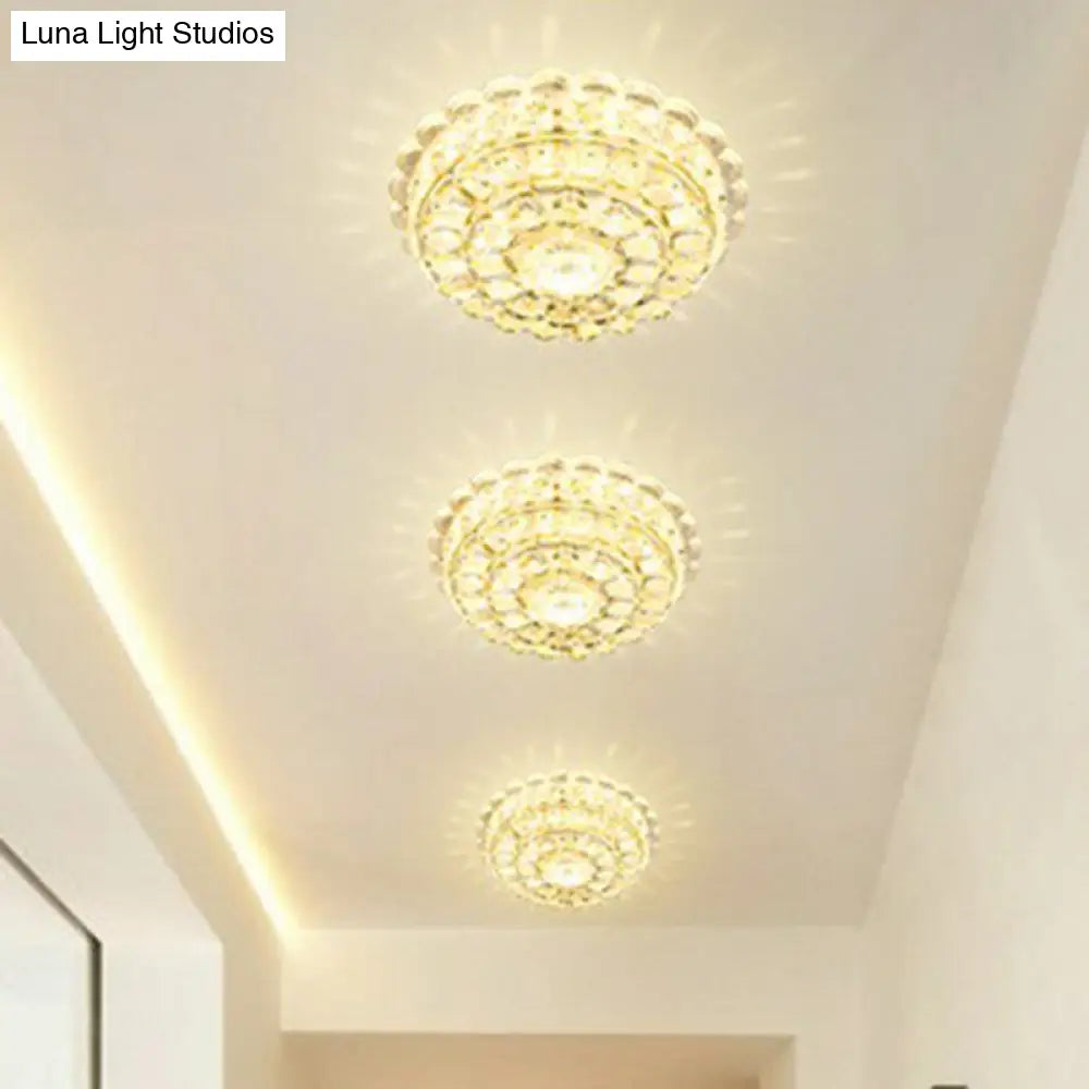 Artistic Crystal Led Flush Ceiling Light For Entryway Clear / 8 Yellow