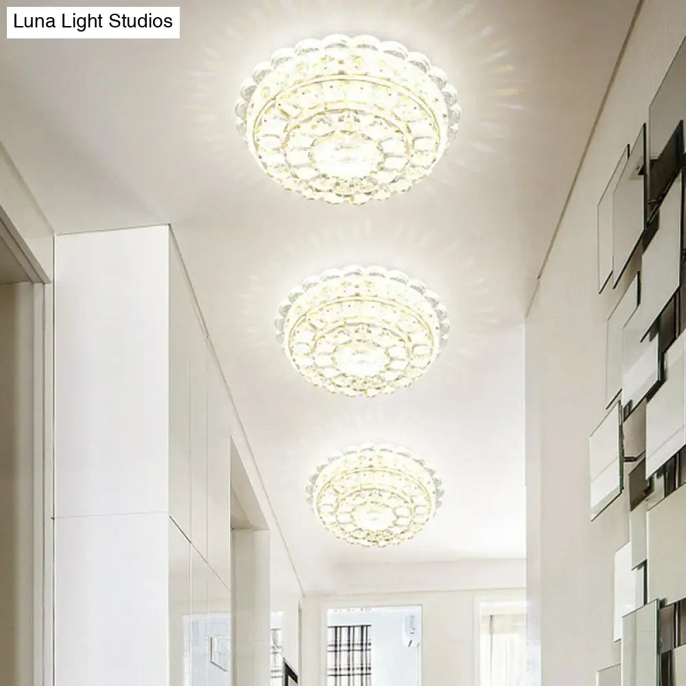 Artistic Crystal Led Flush Ceiling Light For Entryway