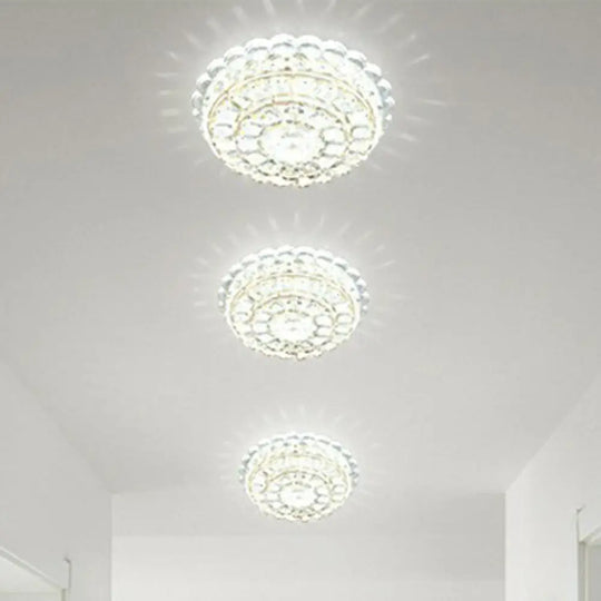 Artistic Crystal Led Flush Ceiling Light For Entryway Clear / 8’ White