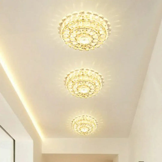 Artistic Crystal Led Flush Ceiling Light For Entryway Clear / 8’ Yellow