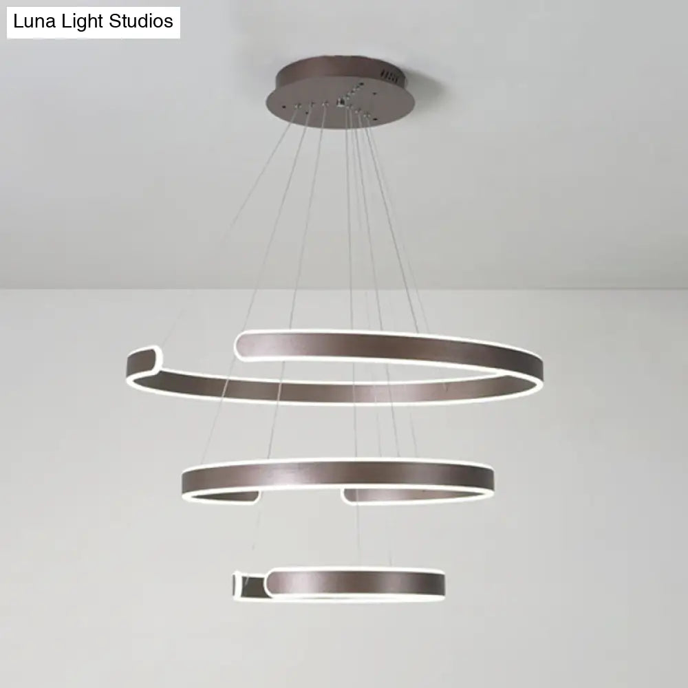 Modern Led Aluminum Chandelier - Artistic Curved Design For Living Room