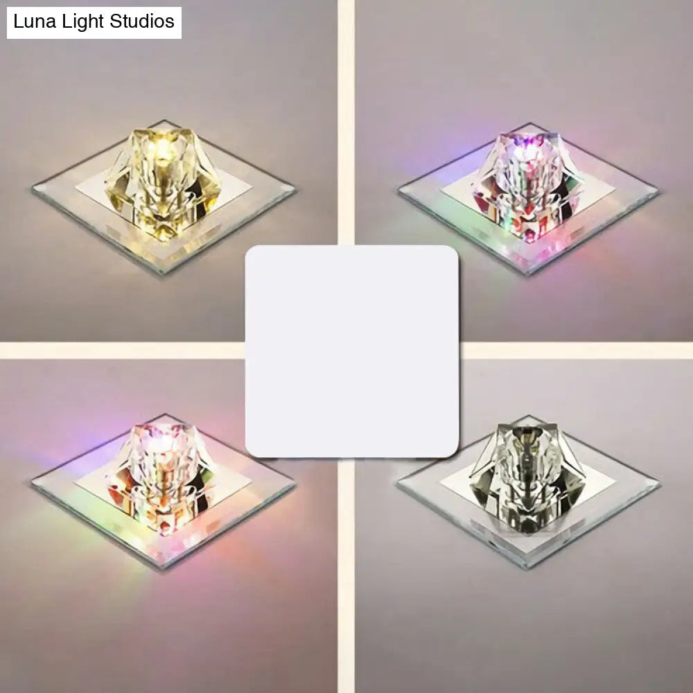 Artistic Gemstone Flush Ceiling Light With Led Crystal Corridor Accent Clear / Third Gear