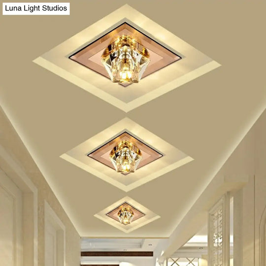 Artistic Gemstone Flush Ceiling Light With Led Crystal Corridor Accent