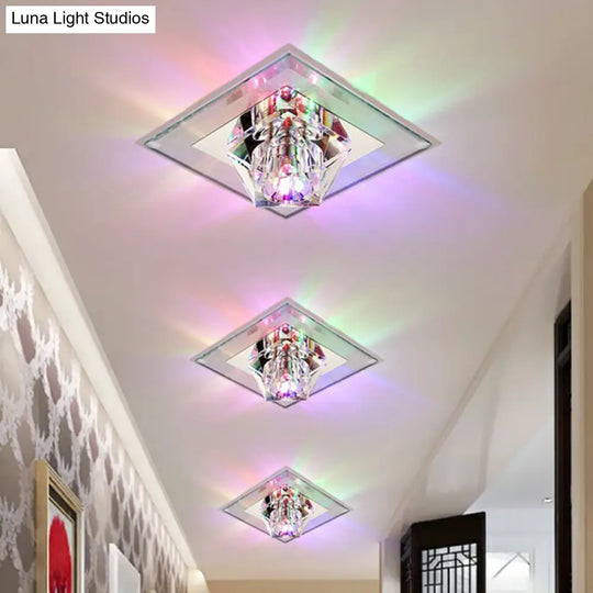 Artistic Gemstone Flush Ceiling Light With Led Crystal Corridor Accent