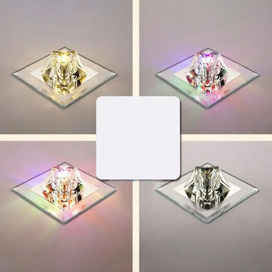 Artistic Gemstone Flush Ceiling Light With Led Crystal Corridor Accent Clear / Third Gear