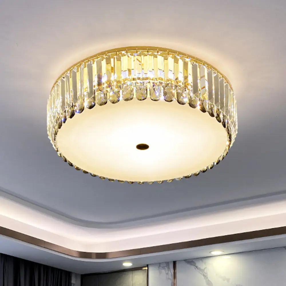 Artistic Gold K9 Crystal Led Flush Ceiling Light For Living Room / 15’