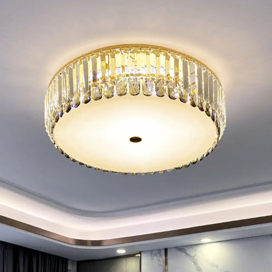 Artistic Gold K9 Crystal Led Flush Ceiling Light For Living Room / 15’