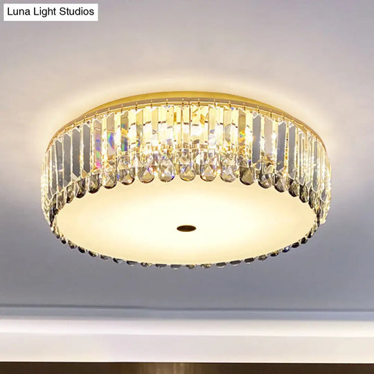 Artistic Gold K9 Crystal Led Flush Ceiling Light For Living Room