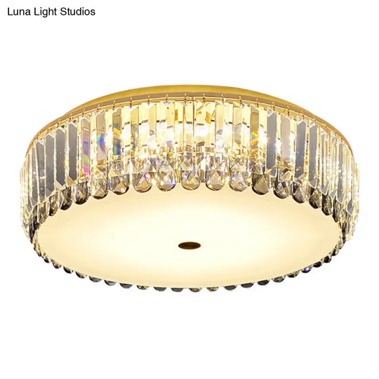 Artistic Gold K9 Crystal Led Flush Ceiling Light For Living Room