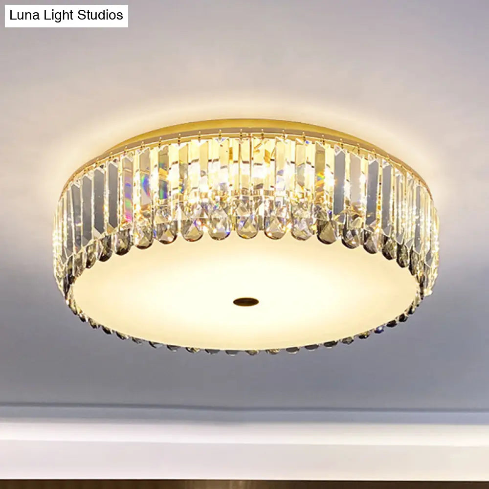 Artistic Gold K9 Crystal Led Flush Ceiling Light For Living Room