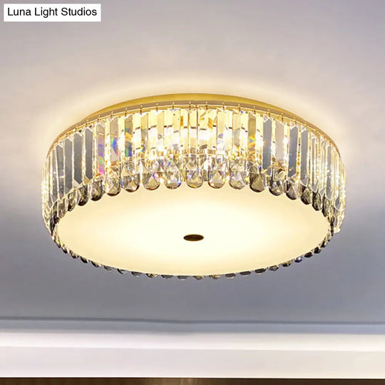 Artistic Gold K9 Crystal Led Flush Ceiling Light For Living Room