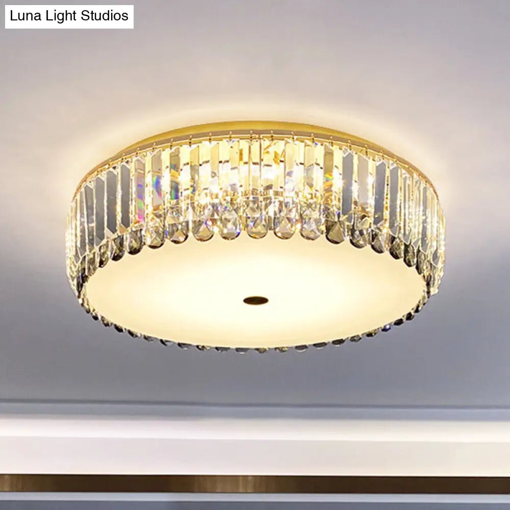 Artistic Gold K9 Crystal Led Flush Ceiling Light For Living Room