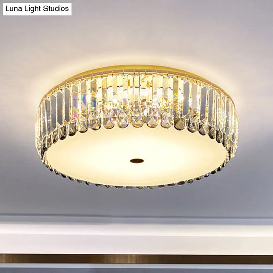 Artistic Gold K9 Crystal Led Flush Ceiling Light For Living Room