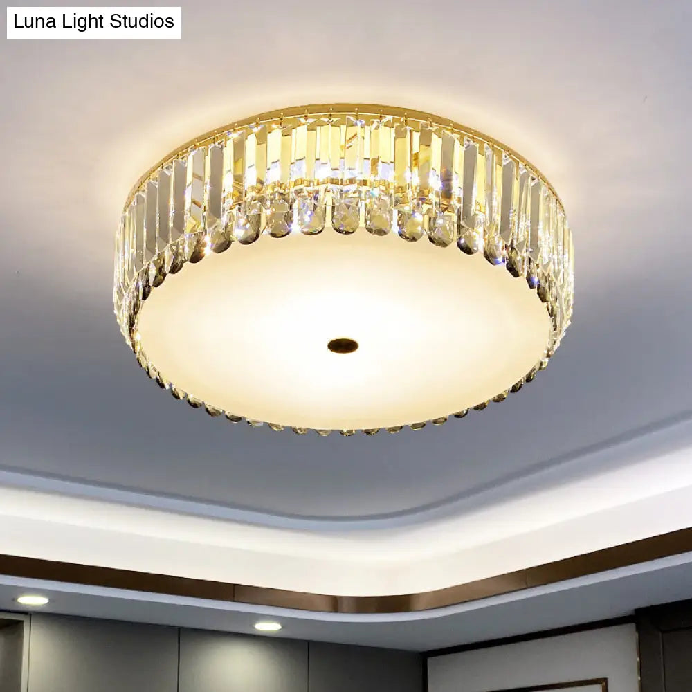 Artistic Gold K9 Crystal Led Flush Ceiling Light For Living Room