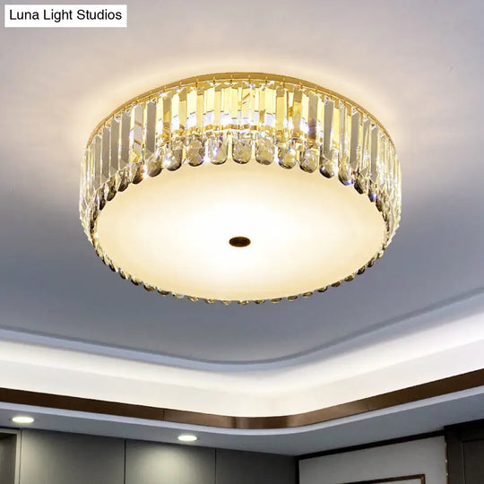 Artistic Gold K9 Crystal Led Flush Ceiling Light For Living Room