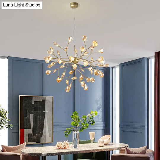 Heracleum Led Chandelier: Elegant Tan Blown Glass Hanging Light For Dining Room 54 / Warm