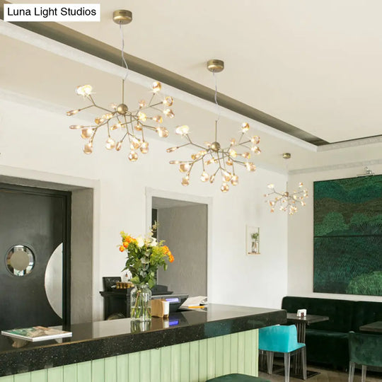 Heracleum Led Chandelier: Elegant Tan Blown Glass Hanging Light For Dining Room 27 / White