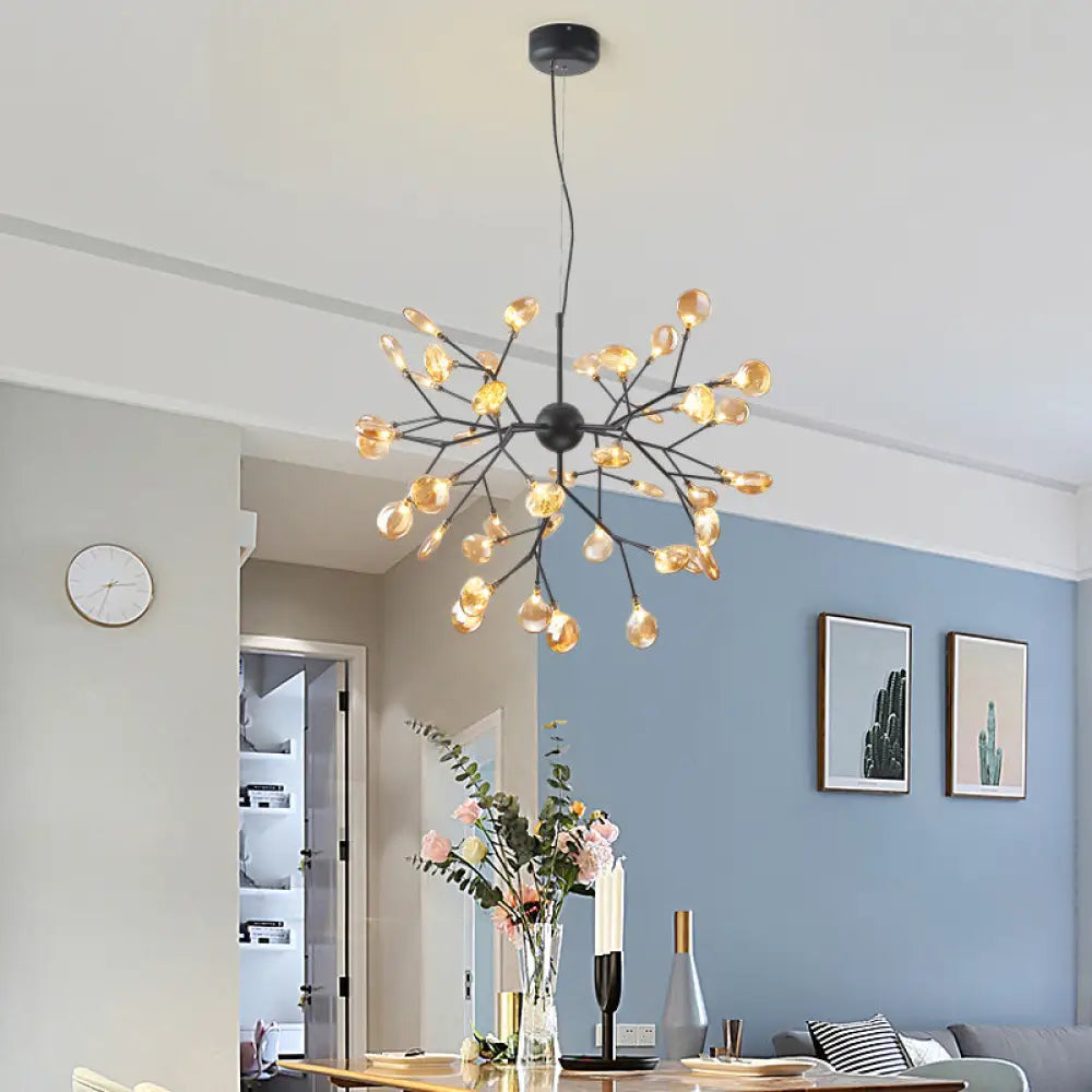 Artistic Heracleum Led Chandelier With Tan Blown Glass For Dining Room Ceiling 45 / Warm
