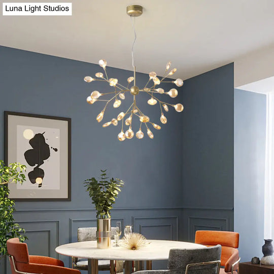 Heracleum Led Chandelier: Elegant Tan Blown Glass Hanging Light For Dining Room 36 / Warm