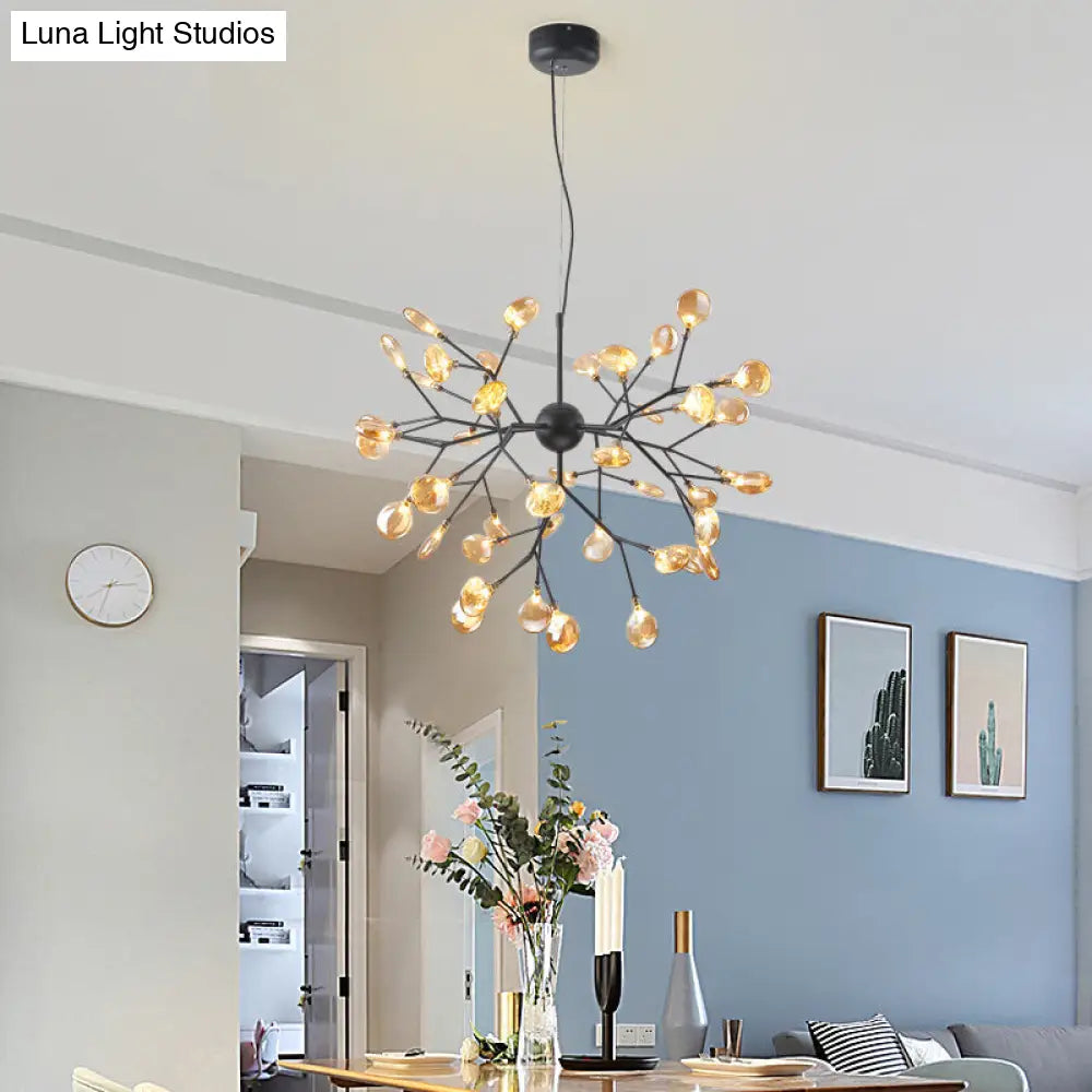 Heracleum Led Chandelier: Elegant Tan Blown Glass Hanging Light For Dining Room 45 / Warm