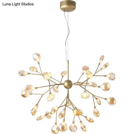 Artistic Heracleum Led Chandelier With Tan Blown Glass For Dining Room Ceiling