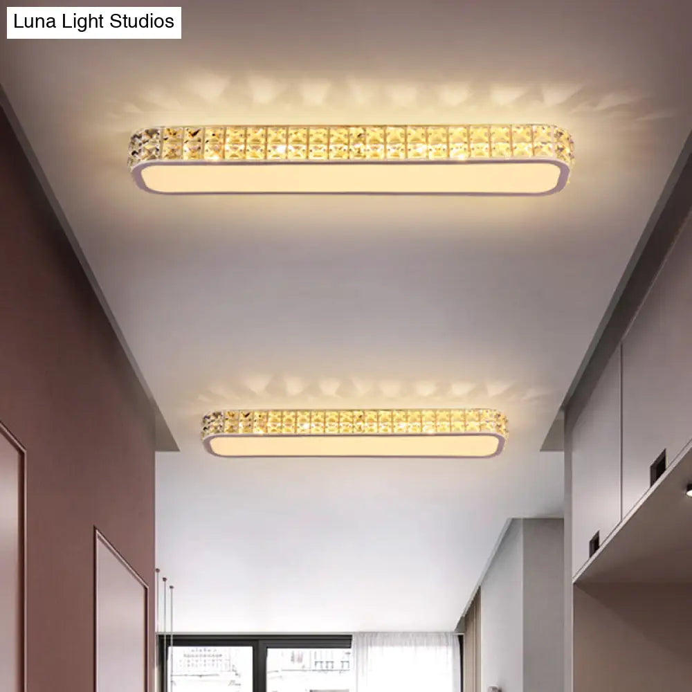 Artistic Led Crystal Flush Ceiling Light Fixture - Rounded Rectangle Corridor