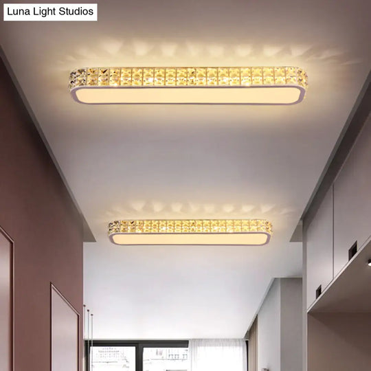 Artistic Led Crystal Flush Ceiling Light Fixture - Rounded Rectangle Corridor